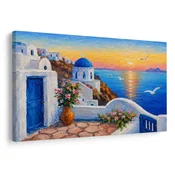 Slika grška obala ob sončnem zahodu - 90x60