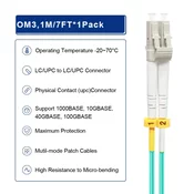 Opticki kabl LC/UPC - LC/UPC, OM3, 2mm, 1m, Svetloplavi