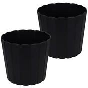 shumee Plastični cvetlični lonček za rože in zelišča na balkonu ali terasi, antracit, 24 cm, 2 kosa.