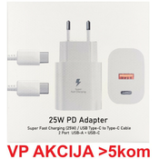 NPA-AC44 Gembird QC3.0 brzi punjac USB+Type C konektor,25W DC 5V/3A ili 9V/2,77A (