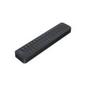 Orico USB hub, 16 vhodov, USB 3.0, s stikali, zunanje napajanje, črn (CT2U3-16AB)