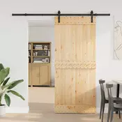 vidaXL Drsna vrata NARVIK Naravna in črna 90 x 210 cm (213,5 cm)