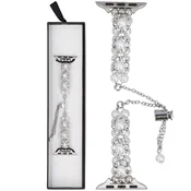 Nova zapestnica Slider Clasp Blossom z obeski Pearl Gleam za Apple Watch 38/40/41 mm, srebrna in biserna
