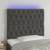 Vidaxl vidaXL Vzglavje z LED svetlobo temno sivo 100x7x118/128 cm žametno