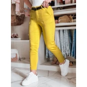 Spodnie damskie slim fit z paskiem TAIRONIK musztardowe Dstreet
