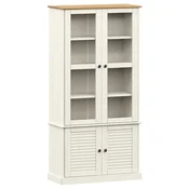 Vidaxl Steklena vitrina VIGO bela 85x35x170 cm trdna borovina