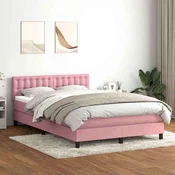 vidaXL vidaXL Box spring postelja z vzmetnico roza 160x210 cm žamet, (21829429)