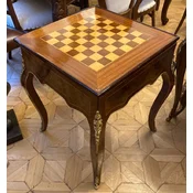 Casa Padrino baroque side table with chess & backgammon playing surface dark brown/brown/brass 60 x 60 x H. 71 cm - Baroque furniture - Antique style furniture - Noble & Magnificent
