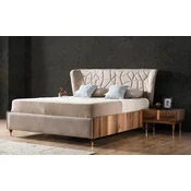 Casa Padrino luxury bedroom set gray/brown/copper - 1 Double Bed with Headboard & 2 Bedside Tables - Luxury bedroom furniture - Luxury bedroom furnishings