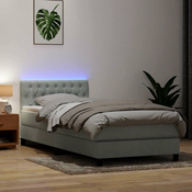 vidaXL vidaXL Box spring postelja z vzmetnico Svetlo siva 80x210 cm žamet, (21791659)