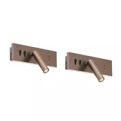 Komplet 2 modernih stenskih svetilk temno bronaste barve, nastavljivih z USB-C vklj. LED - Modric
