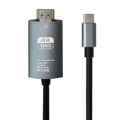 Kabel Adapter 4K 60Hz Type C - HDMI, Type C-HDMI, M-M, Teracell, črna
