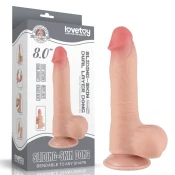 8 Dildo z dvojno plastjo in drsno kožo - Naravna barva