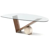 Casa Padrino Luxury Dining Table with Glass Top Brown/Cream 220 cm - Made in Italy