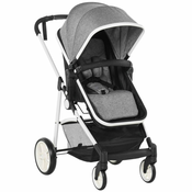 HOMCOM Voziček 2 v 1, voziček za otroke od 0 do 36 mesecev do 15 kg, zložljiv in nastavljiv, sive barve