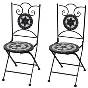 VIDAXL bistro stoli z mozaikom (2 kosa), črni-beli