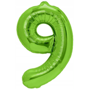 Rojstnodnevni balon številka 9, zelen, 100 cm