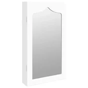 Vidaxl Omarica za nakit z ogledalom stenska bela 37,5x10x67 cm