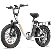 UNBRANDED URLIFE E20 belo mestno električno kolo 20 x 3, 250 W, baterija 48 V 13 Ah, do 25 km/h in do 65 km dosega