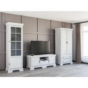 Set za dnevni boravak Parma B116 Anderson bor, Pojedinacni dijelovi, S garderobom, Sa TV stolom, S dodatnom opremom, Laminirani iveral, Staklo, 193x304x49cm