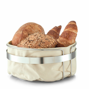 Zeller Košara za kruh z vrečko, kovinska kromirana in bombažna, kremO22x10,8