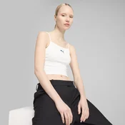 Womens Puma WARDROBE Essentials Ribbed Tank Top, White, Size XL, Clothing