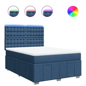 vidaXL vidaXL Box spring postelja z vzmetnico modra 140x200 cm blago, (21304837)
