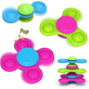 Nikcorp Senzorična igrača Fidget Spinner komplet 3 kos Od prijemalni nastavek zvezdice, luna, sonce POP silikon brez BPA, brez lateksa, brez plastike, od 10. meseca, za kopel in vožnjo, pomivalni stroj