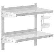 shumee Dvojna nastavljiva stenska polica za catering JEKLO 60 x 30 cm