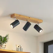 Lindby Maniva stropni reflektor, 44 cm, 3-svetlobni, črn, GU10 - Dnevna soba/jedilnica - Sodobni - svetel les, črna barva, krom - Kovina