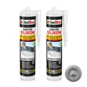 IsolBau Sanitarni silikon siv Sanitär Silikon 2 x 300ml