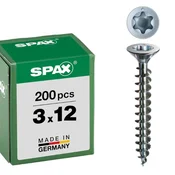 Vijak z ugr.gl. SPAX 3.0 x 12 CN, torx 10 Wirox s certifikatom,majhno pak.