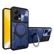 Hibridni trdi PC ovitek z drsnim pokrovom kamere in magnetnim stojalom za Xiaomi Redmi Note 12 5G/Poco X5 5G, modra