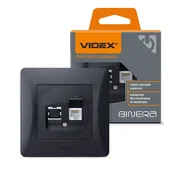 shumee Videx Binera RJ45 enojna računalniška vtičnica, črna grafitna, vgradna