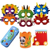 Montessori DINO - Komplet za izdelavo zabavne šole in mask - 9 kosov