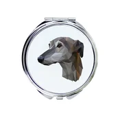 Greyhound, angleški hrt - ogledalo s fotografijo in geometrijskim napisom