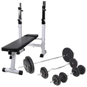 Vidaxl Vadbena klop s kompletom uteži in stojalom 90 kg