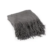 Pletena odeja / pregrinjalo z naramnicami 130x155 cm - siva