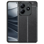 Elegantna gel maska Elite Guard s teksturom kože i zaštitom rubova za Xiaomi Redmi Note 14 5G - obsidian black