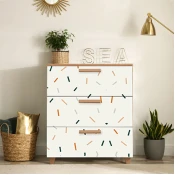 Hanah Home Komoda Leva Gravis Line 80x95x43cm Bež-Bela