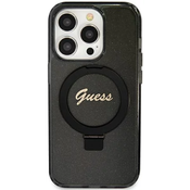 Guess GUHMP12MHRSGSK iPhone 12 6.1 black hardcase Ring Stand Script Glitter MagSafe (GUHMP12MHRSGSK)