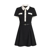 GUESS Obleka Claudie črna/bela