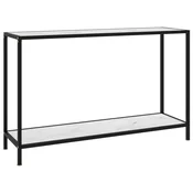 Vidaxl Konzolna mizica bela 120x35x75 cm kaljeno steklo
