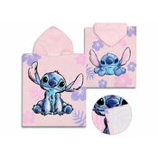 Disney DISNEY Stitch Otroška brisača, pončo s kapuco za deklice, bombaž 50x115 cm OEKO-TEX