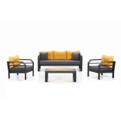 Hanah Home Set baštenskog nameštaja Assento 3+1+1+S, Žuti
