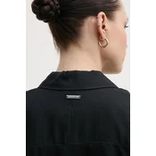 Obleka iz mešanice lana Calvin Klein črna barva, K20K208382