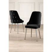 Hanah Home set trpezarijskih stolica Krax 4 kom, crna tkanina Babyface, hromirane metalne noge