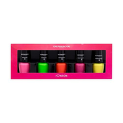 Dermacol Neon Nail Polish Set Set lak za nohte Neon Sugar 26 5 ml + lak za nohte Neon Verde 39 5 ml + lak za nohte Neon Obsession 29 5 ml + lak za nohte Neon Purple Rain 41 5 ml + lak za nohte Neon Gold Digger 43 5 ml