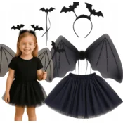 Korbi KOSTUM PAJČJA DEKLICA – NETOPIR, TULECNA OČARLJIVA OBLEKA, TUTU, HALLOWEEN ZA OTROKE