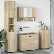 vidaXL Komplet pohištva za kopalnico s predalom 4 pcs sonoma hrast